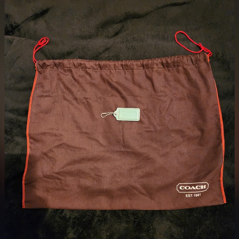 Coach Brown Dust Bag with Coqch Mint Green Hang Tag